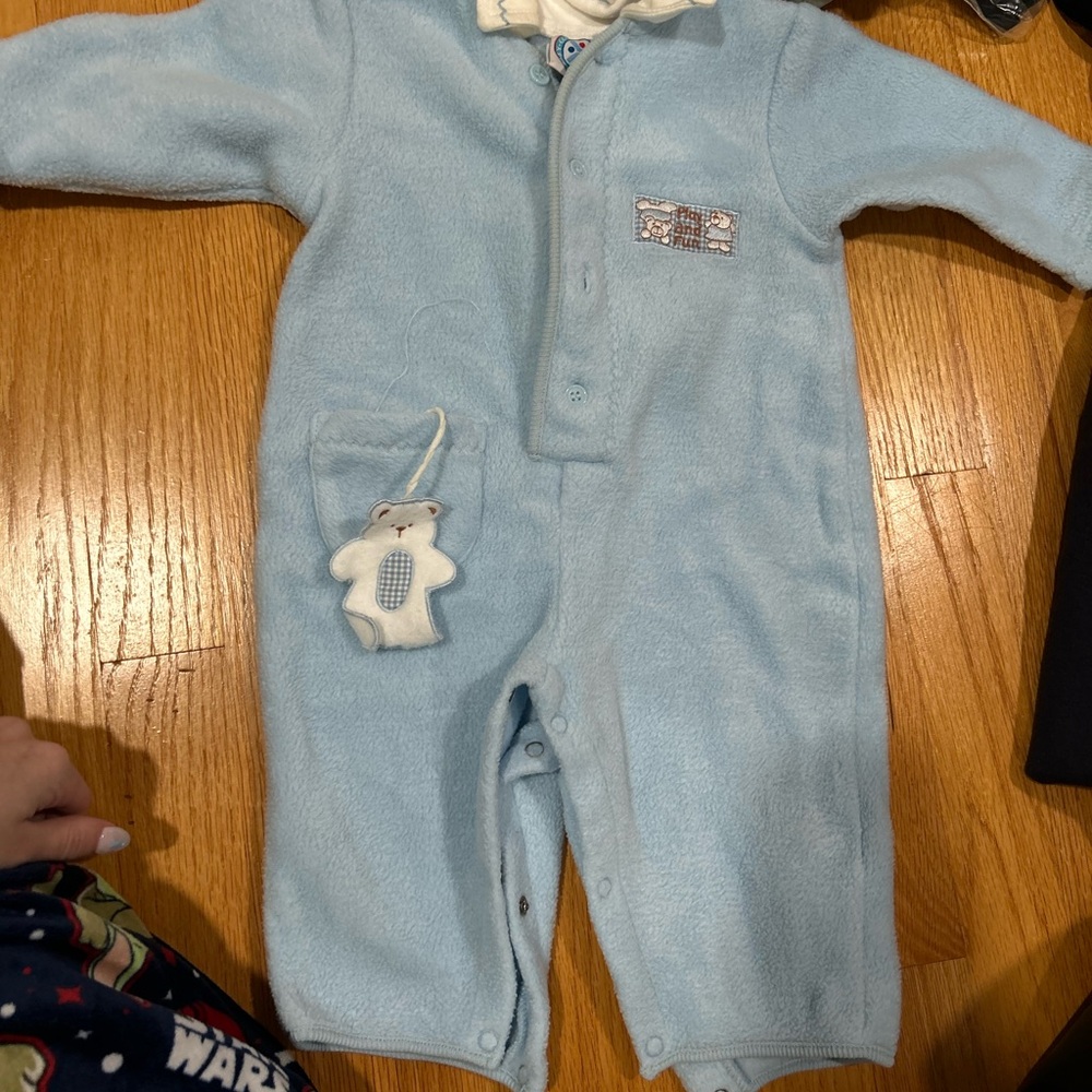 Blue Kids One Piece with Bear toy attached